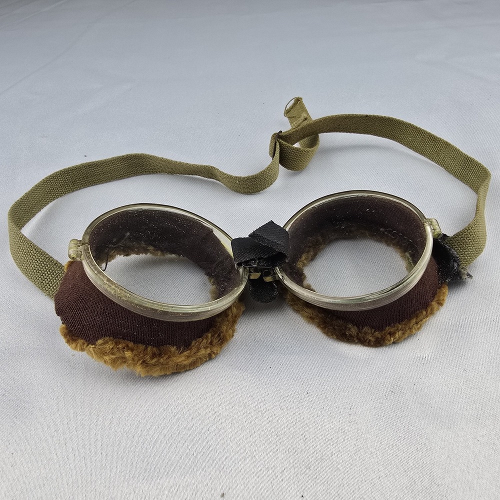 Vintage 1930s Motorcycle Goggles Collapsible Riding Aviator Steampunk w/ Box